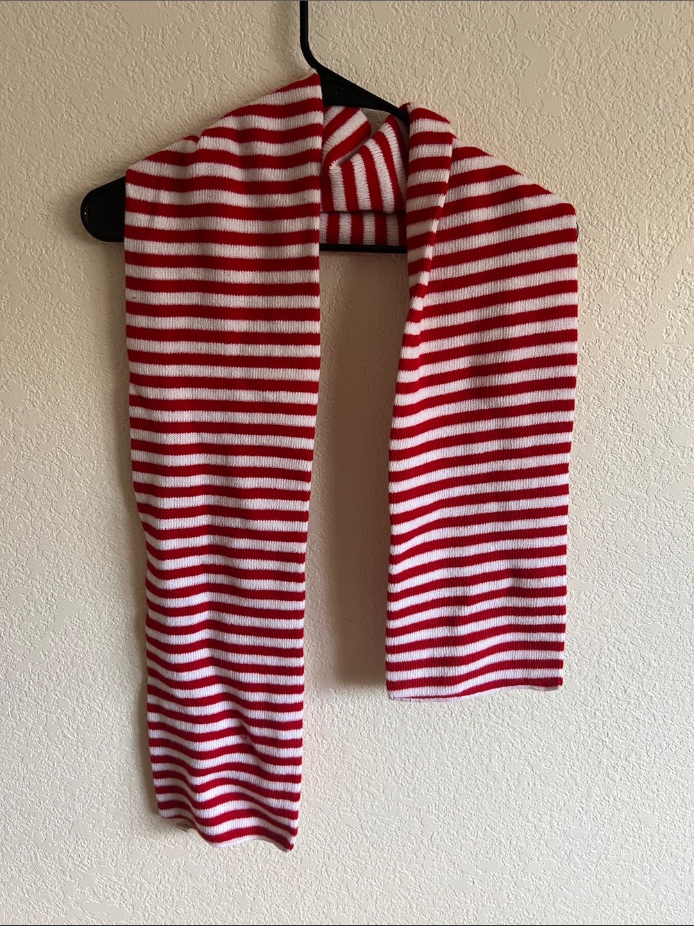Red and White Striped Scarf